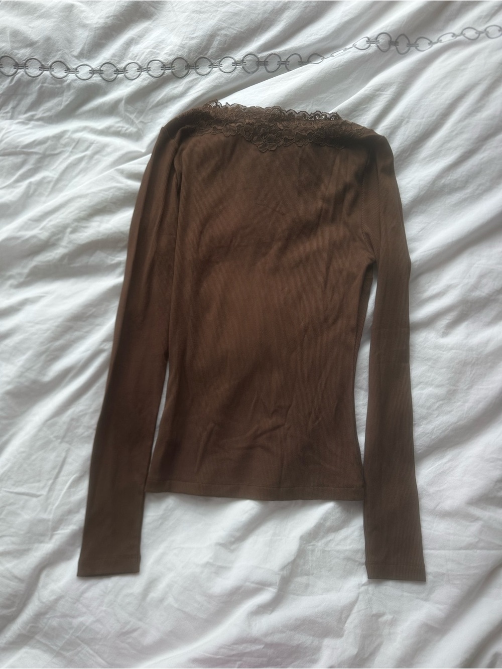 Cami NYC Brown Lace-Trim V-Neck Long Sleeve Sleep Top - Picture 4 of 4